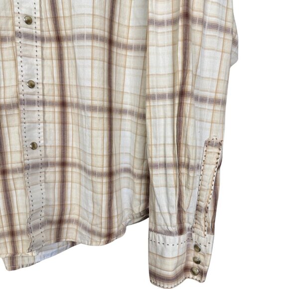 Vintage 90s Snap Shirt, Wrangler Plaid Button Down, Mens Western Clothing - Picture 4 of 8